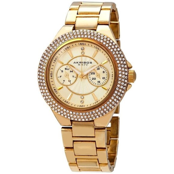 FX03887B NWT Akribos Xxiv Fashion Ladies Quartz Alloy Authentic Watch - Picture 1 of 3